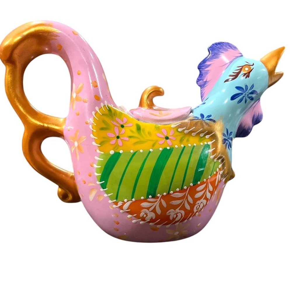 Colorful Ceramic Rooster Teapot